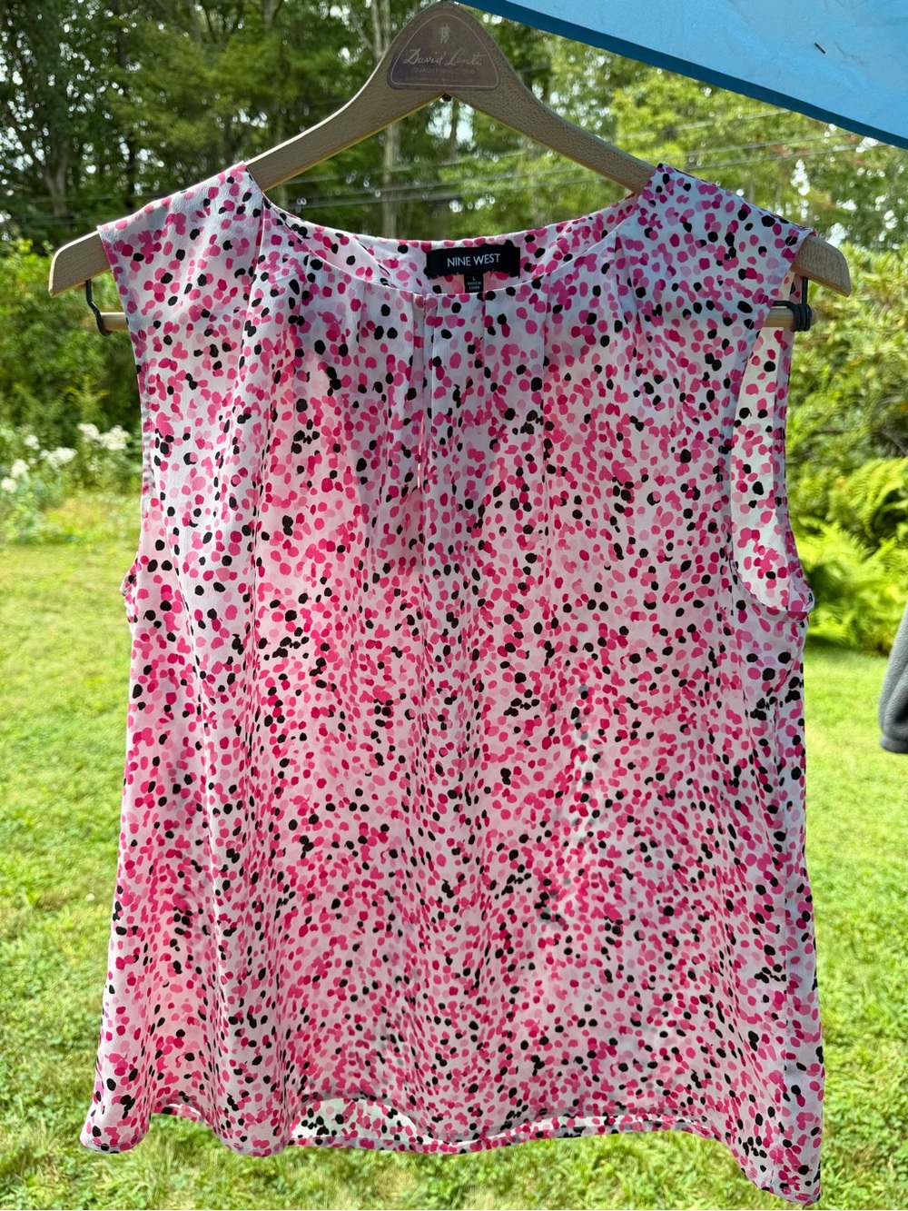 Nine West Pink Dot Print Sleeveless Blouse